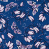 Ткань на отрез кулирка R4147-V4 Цветы на синем фото