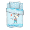 Постельное белье в детскую кроватку из сатина с простыней на резинке Мишка-индеец на полянке фото
