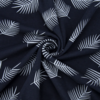 Ткань на отрез кулирка 1370-V1 Лист пальмы на синем фото