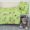 Постельное белье в детскую кроватку из бязи 350/2 Мишки зеленый с простыней на резинке фото