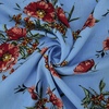 Ткань на отрез штапель К01 Цветы на голубом фото