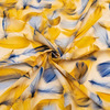 Ткань на отрез штапель 150 см 90623-4 Воздушные перья цвет желто-синий фото