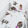 Постельное белье в детскую кроватку из перкаля 16050/1 Пушистики с простыней на резинке фото