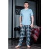 Пижама футболка+брюки 1000-16 цвет Голубой р 48 фото