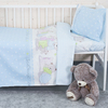 Постельное белье в детскую кроватку из поплина 1703/1 голубой с простыней на резинке фото