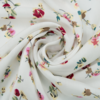 Ткань на отрез штапель 150 см D033 Цветы на белом фото