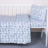 Постельное белье в детскую кроватку из поплина 1769/6 голубой с простыней на резинке фото