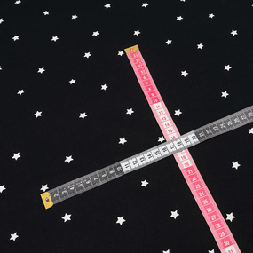 Ткань на отрез кулирка R1504-V1 Звезды на черном фото