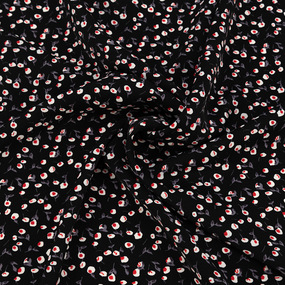 Ткань на отрез Прадо Цветы на черном фото