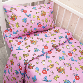 Постельное белье в детскую кроватку из бязи ГОСТ 383/3 Зоопарк цвет розовый фото