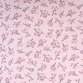 Ткань на отрез кулирка 4131-V5 Веточки на розовом фото