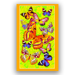 Полотенце вафельное пляжное 441/4 Бабочки цвет желтый 150/75 см фото