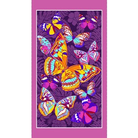Полотенце вафельное пляжное 441/3 Бабочки цвет фиолетовый 150/75 см фото