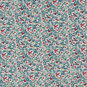 Ткань на отрез штапель 150 см 2306-1 Цветы на мятном фото