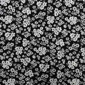 Ткань на отрез штапель 150 см №2612 Белые цветы на черном фото