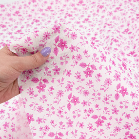 Ткань на отрез ситец белоземельный 80 см 7578/1 Цветы цвет розовый фото