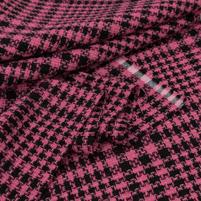 Ткань на отрез твид-шанель 5411 Клетка цвет темно-розовый фото