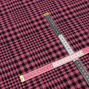 Ткань на отрез твид-шанель 5411 Клетка цвет темно-розовый фото