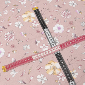 Ткань на отрез ранфорс 240 см №15 Вальс цветов на пудрово-розовом фото