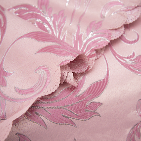 Портьерная ткань с люрексом 150 см на отрез Х7187 цвет 5 розовый вензель фото