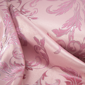 Портьерная ткань с люрексом 150 см на отрез Х7187 цвет 5 розовый вензель фото