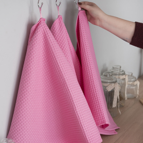 Набор вафельных полотенец Премиум 3 шт 45/70 см 071 розовый фото