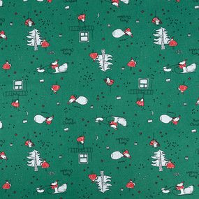 Ткань на отрез кулирка R4451-V4 Дед мороз с подарками цвет зеленый фото