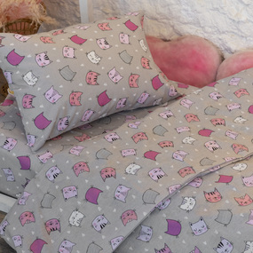 Постельное белье в детскую кроватку из бязи 7273/2 Котики розовый фото