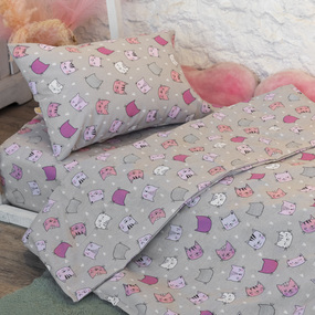 Постельное белье в детскую кроватку из бязи 7273/2 Котики розовый фото