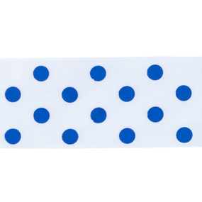 Лента атласная горох ширина 50 мм (27,4 м) цвет 029329 белый-синий фото