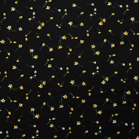 Ткань на отрез Прадо №10 Желтые цветы на черном фото