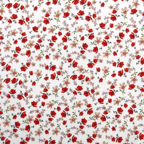 Ткань на отрез Прадо №12 Красные и бежевые цвет на белом фото