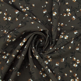 Ткань на отрез ниагара 150 см D010 Цветы на коричневом фото