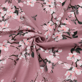 Ткань на отрез кулирка R8155-V5 Яблоневый цвет на розовом фото