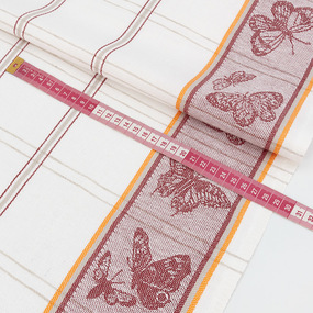 Ткань на отрез полулен полотенечный 50 см Жаккард 17с-12 Бабочки цвет бордовый фото