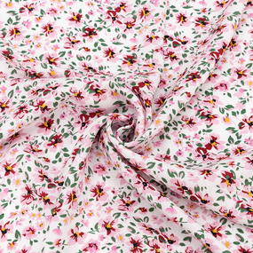 Ткань на отрез штапель 150 см 2306-2 Цветы на белом фото