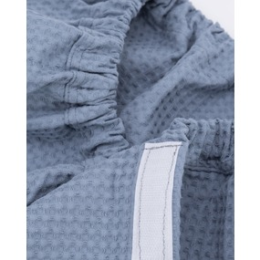 Вафельная накидка на резинке для бани и сауны Премиум мужская с широкой резинкой цвет 952 серый фото