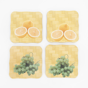 Подставка под горячее квадратная 15х15 см Виноград зеленый + Лимоны в упаковке 4 шт фото