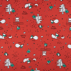 Ткань на отрез кулирка R4451-V3 Дед мороз с подарками цвет красный фото