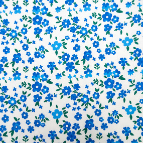 Ткань на отрез фланель 150 см Цветочек голубой с бабочкой фото