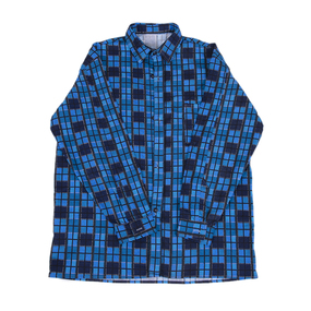 Рубашка мужская фланель клетка 56-58 цвет синий модель 2 фото
