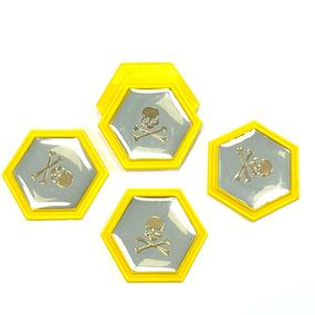Силиконовая нашивка желтая шестиугольник Череп с костями 4*4см фото