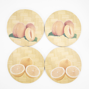 Подставка под горячее круглая Лимоны + Персик вид 2 в упаковке 4 шт фото