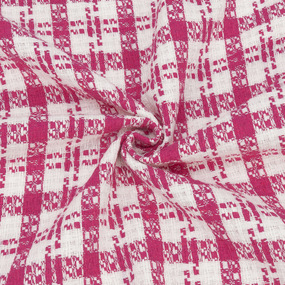 Ткань на отрез твид-шанель 5547 Клетка цвет розовый фото