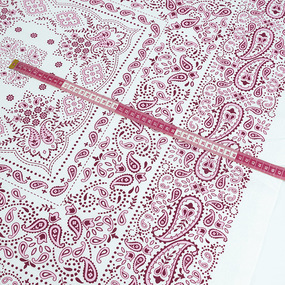 Ткань на отрез cитец платочный 95 см 9991-2 Пейсли цвет красный фото