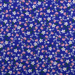 Ткань на отрез Прадо №13 Цветы на синем фото
