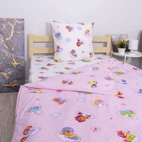 Детское постельное белье из поплина 1.5 сп 5030/1 Бусинка розовый фото