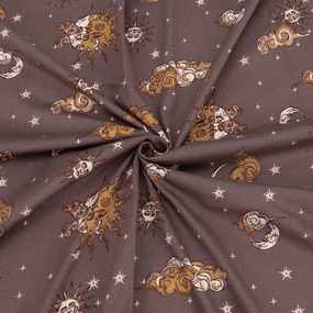 Ткань на отрез кулирка R5177-V1 Сказочная ночь цвет коричневый фото