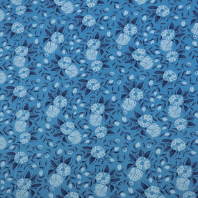 Ткань на отрез кулирка 3318-V6 Цветы на голубом фото