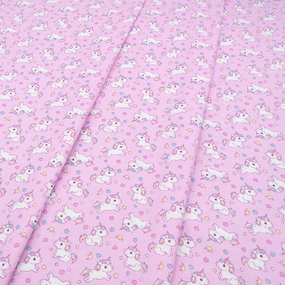 Ткань на отрез фланель 90 см 9808/4 Единорожки цвет розовый фото